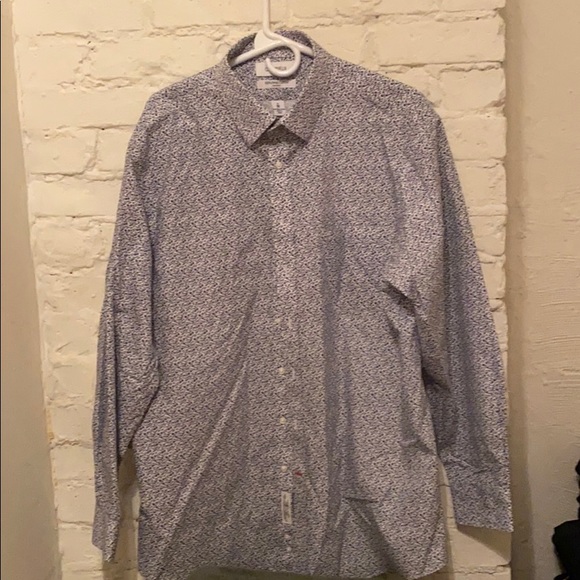 Blue and white Cremieux flower pattern shirt - Picture 1 of 5